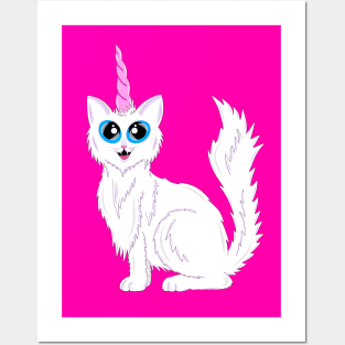 White Kitty-corn Posters and Art